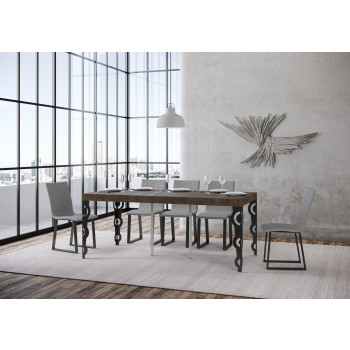 Console Karamay Premium avec pieds anthracite - Console extensible Karamay Premium 90x40/300 cm en frêne blanc et pieds anthracite