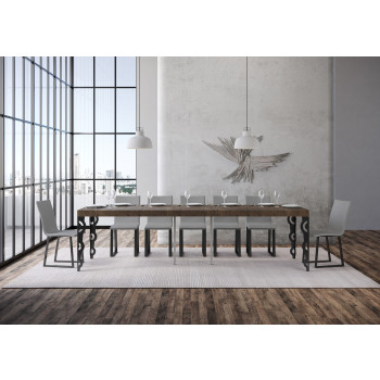 Console Karamay Premium avec pieds anthracite - Console extensible Karamay Premium 90x40/300 cm en frêne blanc et pieds anthracite