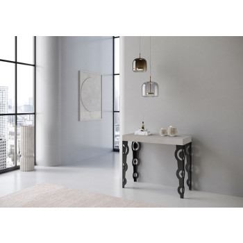 Console Karamay Premium avec pieds anthracite - Console extensible Karamay Premium 90x40/300 cm en frêne blanc et pieds anthracite