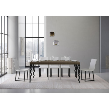 Console Karamay Premium avec pieds anthracite - Console extensible Karamay Premium 90x40/300 cm en frêne blanc et pieds anthracite