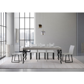 Console Karamay Premium avec pieds anthracite - Console extensible Karamay Premium 90x40/300 cm en frêne blanc et pieds anthracite