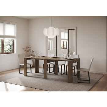 Console Kiba - Console extensible Kiba 90x25/211 cm frêne blanc avec rallonges internes