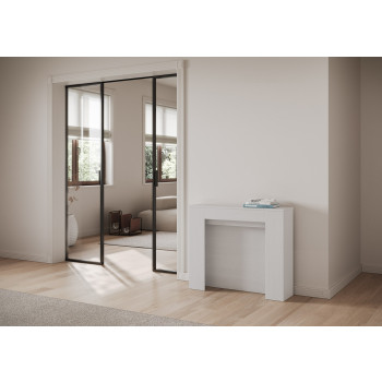 Console Kiba - Console extensible Kiba 90x25/211 cm frêne blanc avec rallonges internes