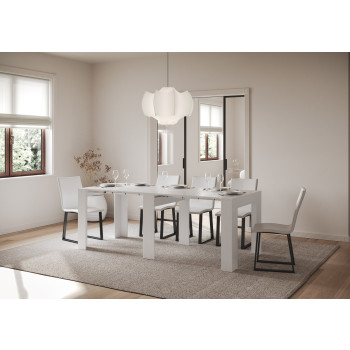 Console Kiba - Console extensible Kiba 90x25/211 cm frêne blanc avec rallonges internes