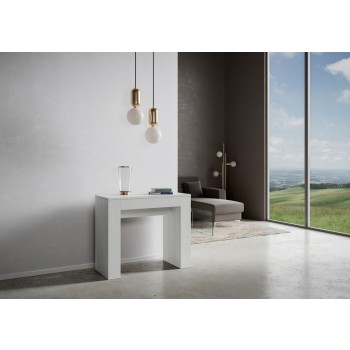 Console Modem - Console extensible 90x42/198 cm Modem Small Blanc Frêne