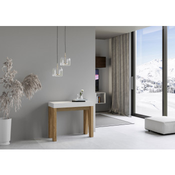Console Naxy - Console extensible 90x40/300 cm Naxy Frêne blanc