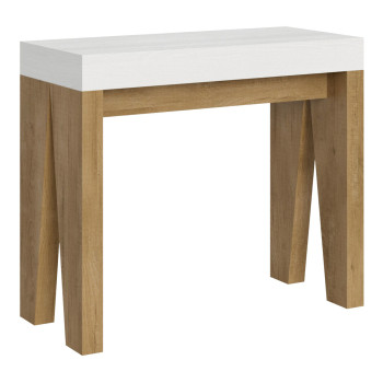 Console Naxy - Console extensible 90x40/300 cm Naxy Frêne blanc