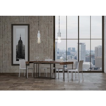 Console Nordica avec structure anthracite - Console extensible 90x40/196 cm Nordica Small Frêne Blanc avec structure anthracite