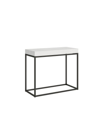 Console Nordica avec structure anthracite - Console extensible 90x40/196 cm Nordica Small Frêne Blanc avec structure anthracite