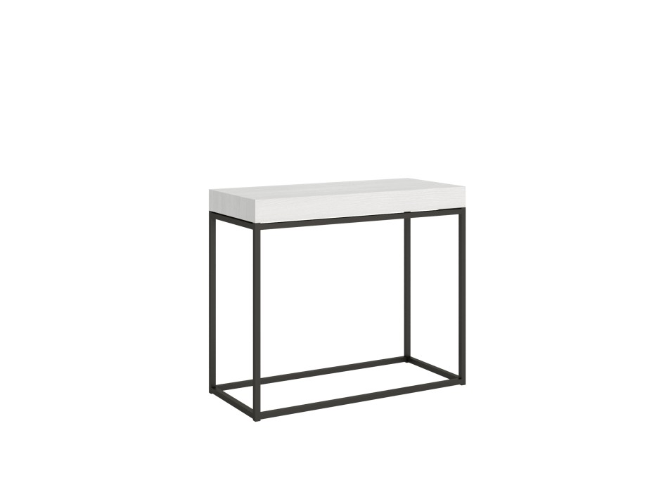 Console Nordica avec structure anthracite - Console extensible 90x40/196 cm Nordica Small Frêne Blanc avec structure anthracite