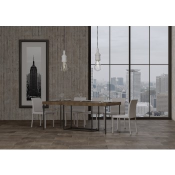 Table console Nordica avec cadre anthracite - Table console extensible 90x40/196 cm Nordica Small Premium Chêne Naturel avec cadre anthracite