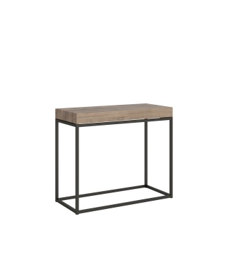 Table console Nordica avec cadre anthracite - Table console extensible 90x40/196 cm Nordica Small Premium Chêne Naturel avec cadre anthracite