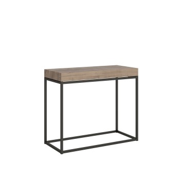 Table console Nordica avec cadre anthracite - Table console extensible 90x40/196 cm Nordica Small Premium Chêne Naturel avec cadre anthracite