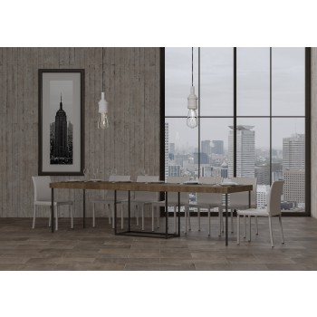 Console Nordica avec structure anthracite - Console extensible 90x40/300 cm Nordica Premium Chêne Naturel avec structure anthracite