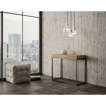 Console Nordica avec structure anthracite - Console extensible 90x40/300 cm Nordica Premium Chêne Naturel avec structure anthracite