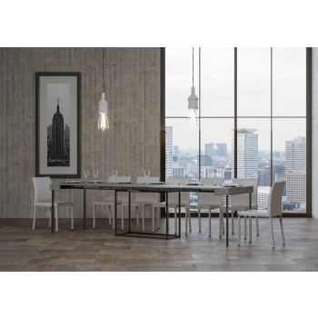 Console Nordica avec structure anthracite - Console extensible 90x40/300 cm Nordica Chêne Naturel avec structure anthracite