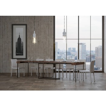 Console Nordica avec structure anthracite - Console extensible 90x40/300 cm Nordica Chêne Naturel avec structure anthracite