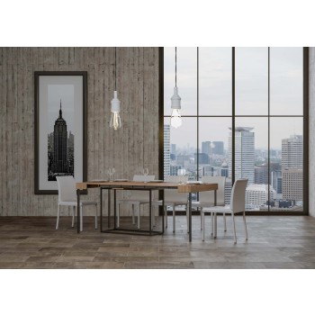 Console Nordica avec structure anthracite - Console extensible 90x40/300 cm Nordica Chêne Naturel avec structure anthracite