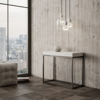 Console Nordica avec structure anthracite - Console extensible 90x40/300 cm Nordica Chêne Naturel avec structure anthracite