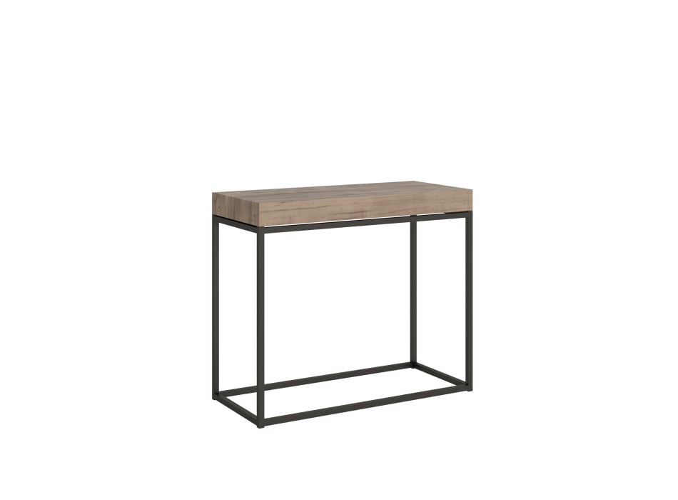 Console Nordica avec structure anthracite - Console extensible 90x40/300 cm Nordica Chêne Naturel avec structure anthracite