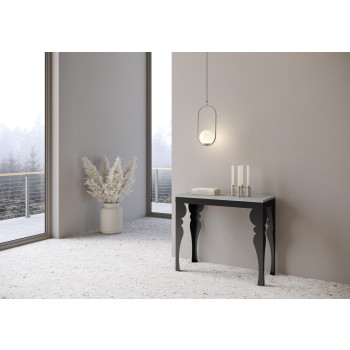 Console Paxon Evolution avec pieds et structure anthracite - Console extensible Paxon Small Evolution 90x40/196 cm avec structure en frêne blanc et pieds anthracite