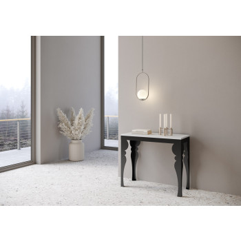 Console Paxon Evolution avec pieds et structure anthracite - Console extensible Paxon Small Evolution 90x40/196 cm avec structure en frêne blanc et pieds anthracite