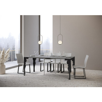 Console Paxon Evolution avec pieds et structure anthracite - Console extensible Paxon Small Evolution 90x40/196 cm avec structure en frêne blanc et pieds anthracite