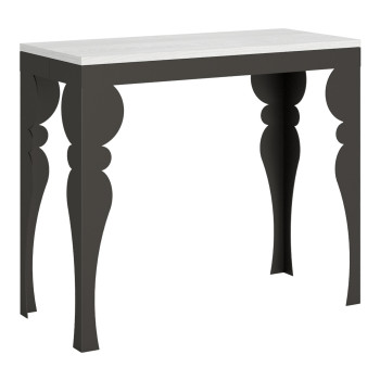 Console Paxon Evolution avec pieds et structure anthracite - Console extensible Paxon Small Evolution 90x40/196 cm avec structure en frêne blanc et pieds anthracite