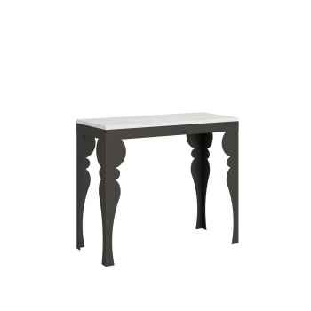 Console Paxon Evolution avec pieds et structure anthracite - Console extensible Paxon Small Evolution 90x40/196 cm avec structure en frêne blanc et pieds anthracite