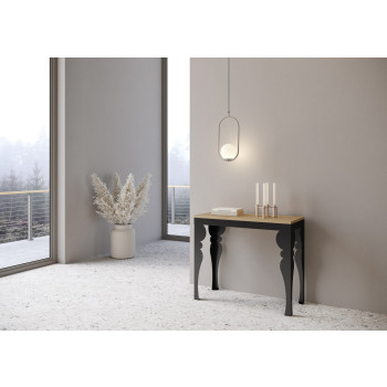 Console Paxon Evolution avec pieds et structure anthracite - Console extensible Paxon Evolution 90x40/300 cm, frêne blanc, structure et pieds anthracite