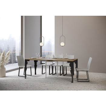 Console Paxon Evolution avec pieds et structure anthracite - Console extensible Paxon Evolution 90x40/300 cm, frêne blanc, structure et pieds anthracite