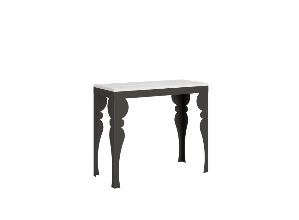 Console Paxon Evolution avec pieds et structure anthracite - Console extensible Paxon Evolution 90x40/300 cm, frêne blanc, structure et pieds anthracite