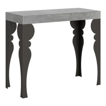 Console Paxon avec pieds anthracite - Paxon Petite console extensible 90x40/196 cm avec pieds en frêne blanc et anthracite