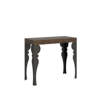 Console Paxon avec pieds anthracite - Paxon Petite console extensible 90x40/196 cm avec pieds en frêne blanc et anthracite