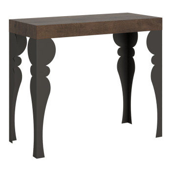 Console Paxon avec pieds anthracite - Paxon Petite console extensible 90x40/196 cm avec pieds en frêne blanc et anthracite