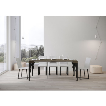 Console Paxon avec pieds anthracite - Paxon Petite console extensible 90x40/196 cm avec pieds en frêne blanc et anthracite