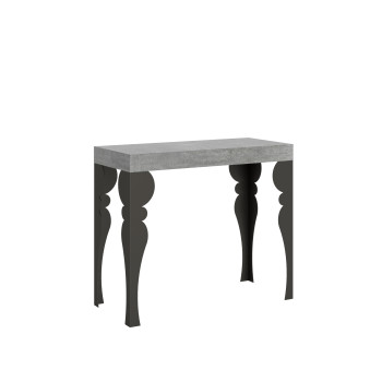 Console Paxon avec pieds anthracite - Paxon Petite console extensible 90x40/196 cm avec pieds en frêne blanc et anthracite