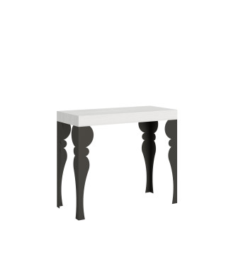 Console Paxon avec pieds anthracite - Paxon Petite console extensible 90x40/196 cm avec pieds en frêne blanc et anthracite