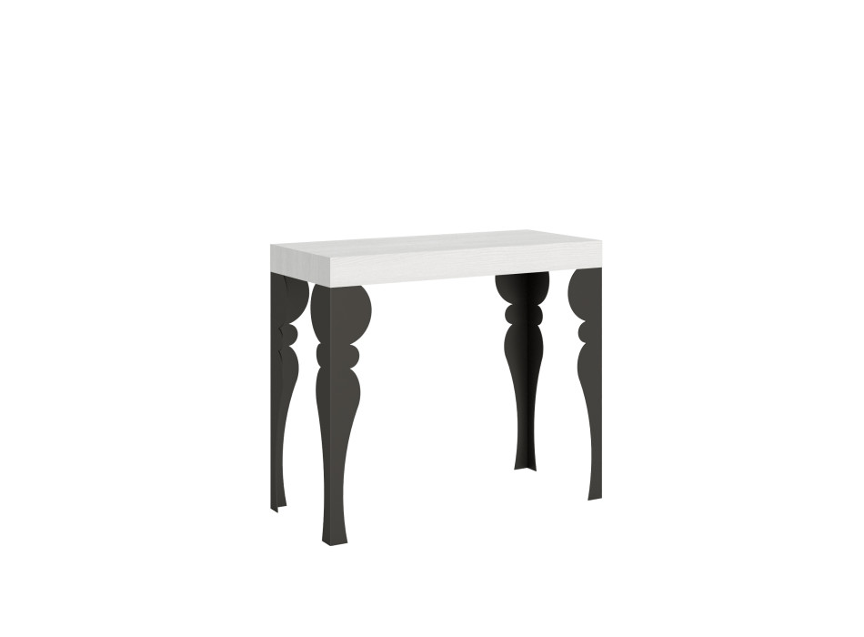 Console Paxon avec pieds anthracite - Paxon Petite console extensible 90x40/196 cm avec pieds en frêne blanc et anthracite
