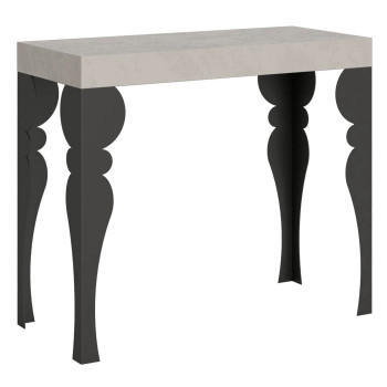 Console Paxon Premium avec pieds anthracite - Console extensible 90x40/196 cm Paxon Small Premium frêne blanc avec pieds anthracite