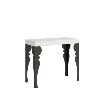 Console Paxon Premium avec pieds anthracite - Console extensible 90x40/196 cm Paxon Small Premium frêne blanc avec pieds anthracite