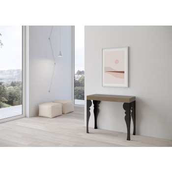 Console Paxon Premium avec pieds anthracite - Console extensible Paxon Premium 90x40/300 cm en frêne blanc et pieds anthracite