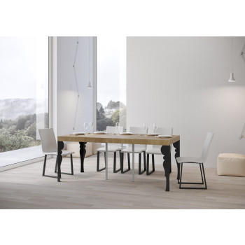 Console Paxon Premium avec pieds anthracite - Console extensible Paxon Premium 90x40/300 cm en frêne blanc et pieds anthracite