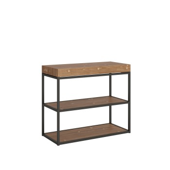 Console Plano avec structure anthracite - Console extensible 90x40/196 cm Plano Small Premium Chêne Naturel avec structure anthracite