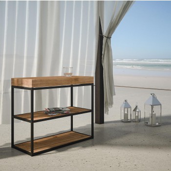 Console Plano avec structure anthracite - Console extensible 90x40/300 cm Plano Frêne Blanc avec structure anthracite