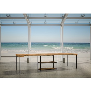 Console Plano avec structure anthracite - Console extensible 90x40/300 cm Plano Frêne Blanc avec structure anthracite