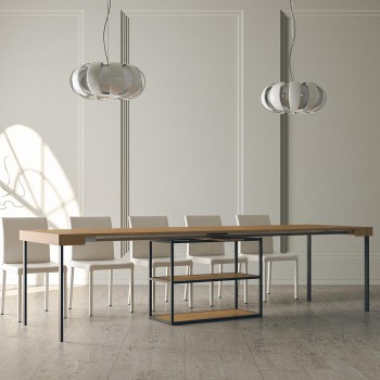 Console Plano avec structure anthracite - Console extensible 90x40/300 cm Plano Frêne Blanc avec structure anthracite