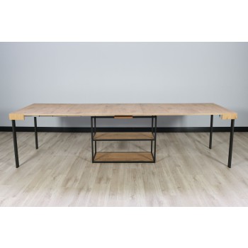 Console Plano avec structure anthracite - Console extensible 90x40/300 cm Plano Frêne Blanc avec structure anthracite