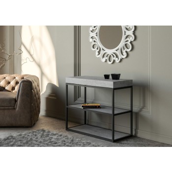 Console Plano avec structure anthracite - Console extensible 90x40/300 cm Plano Premium Chêne Naturel avec structure anthracite