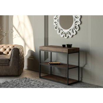 Console Plano avec structure anthracite - Console extensible 90x40/300 cm Plano Premium Chêne Naturel avec structure anthracite